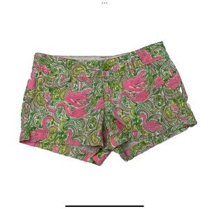 Lilly Pulitzer The Walsh Short In Hot Wings Flamingo Shorts Size 0 
Pink Green